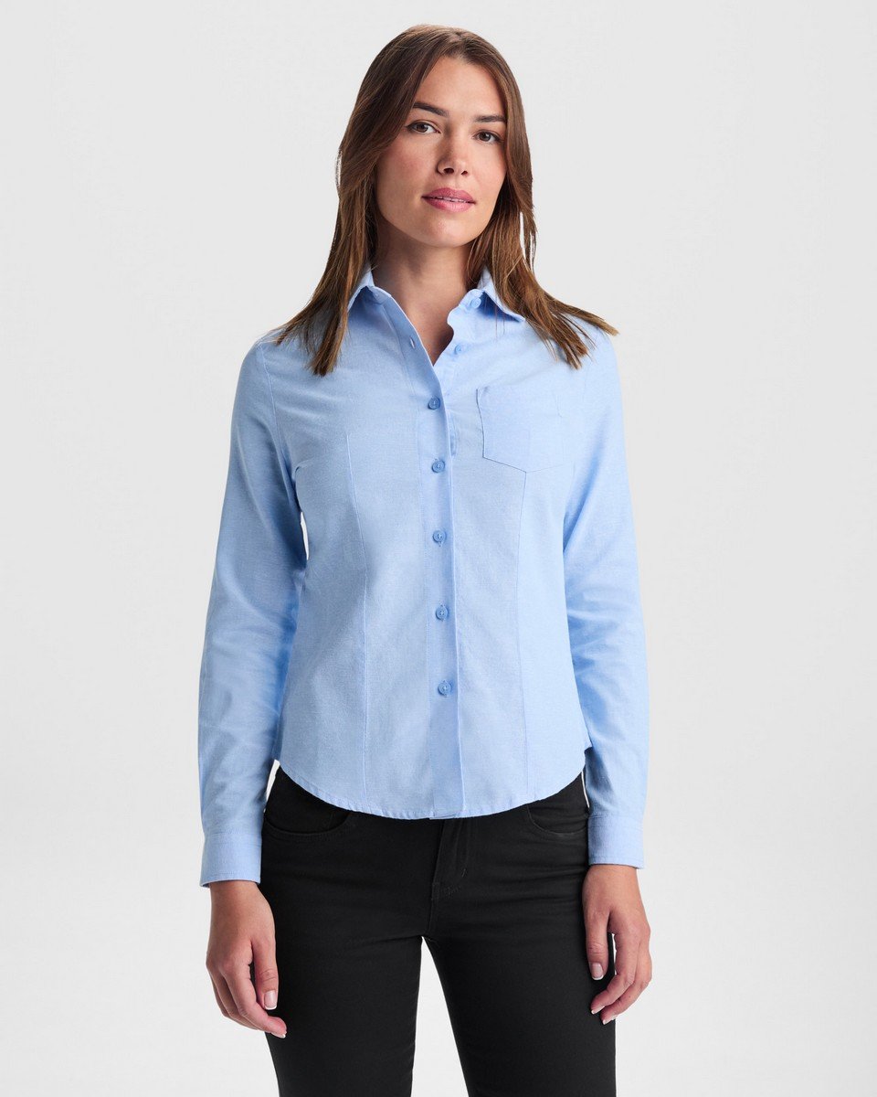 Camisa Laboral Roly Oxford Woman 5068 Mujer Manga Larga